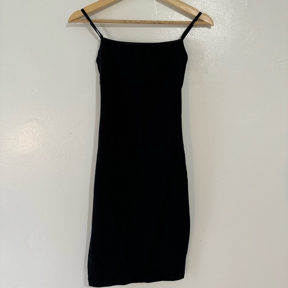 Small Los Angeles Apparel Cotton Spandex Midi Dress in Black